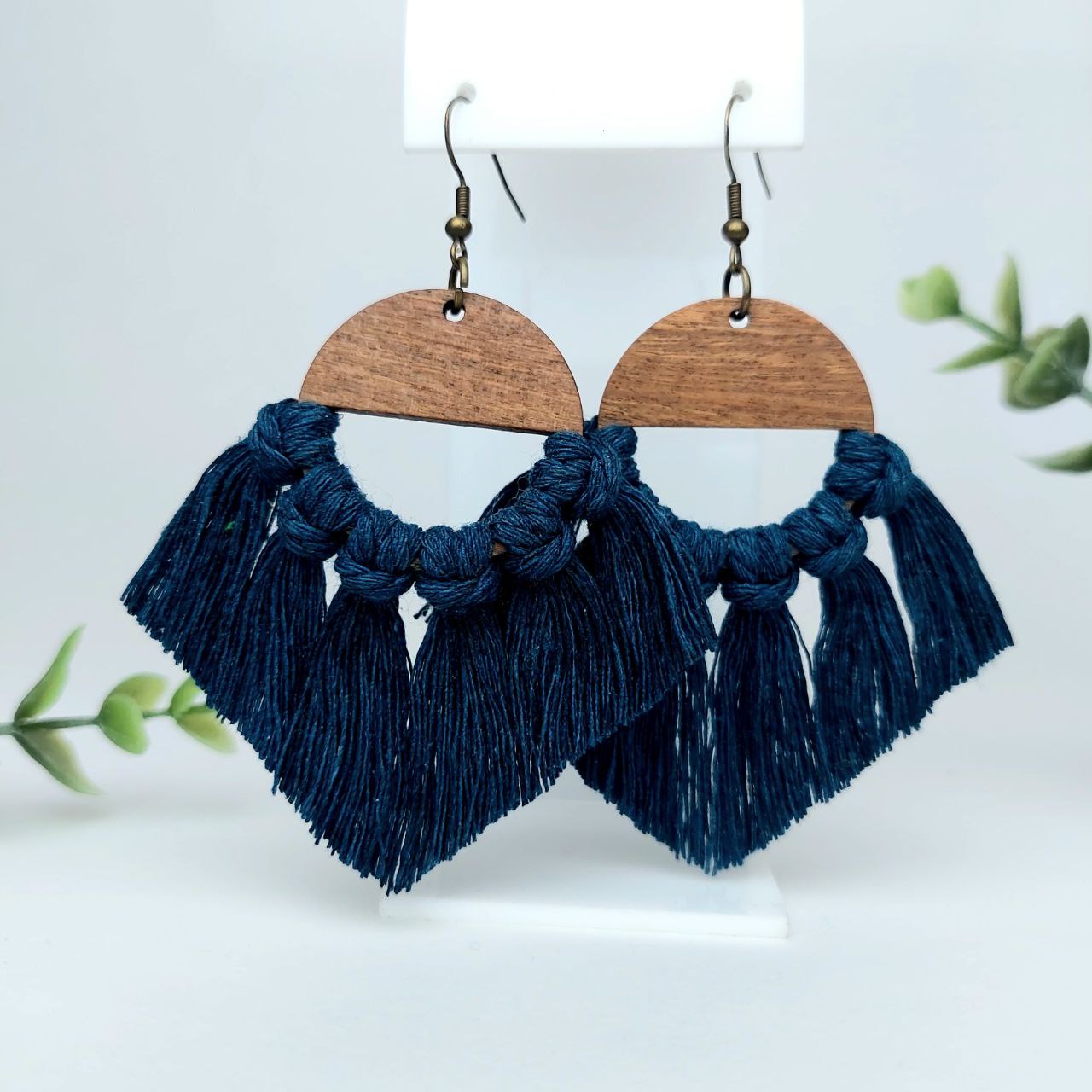 Orecchini Macramé Onde Petrolio